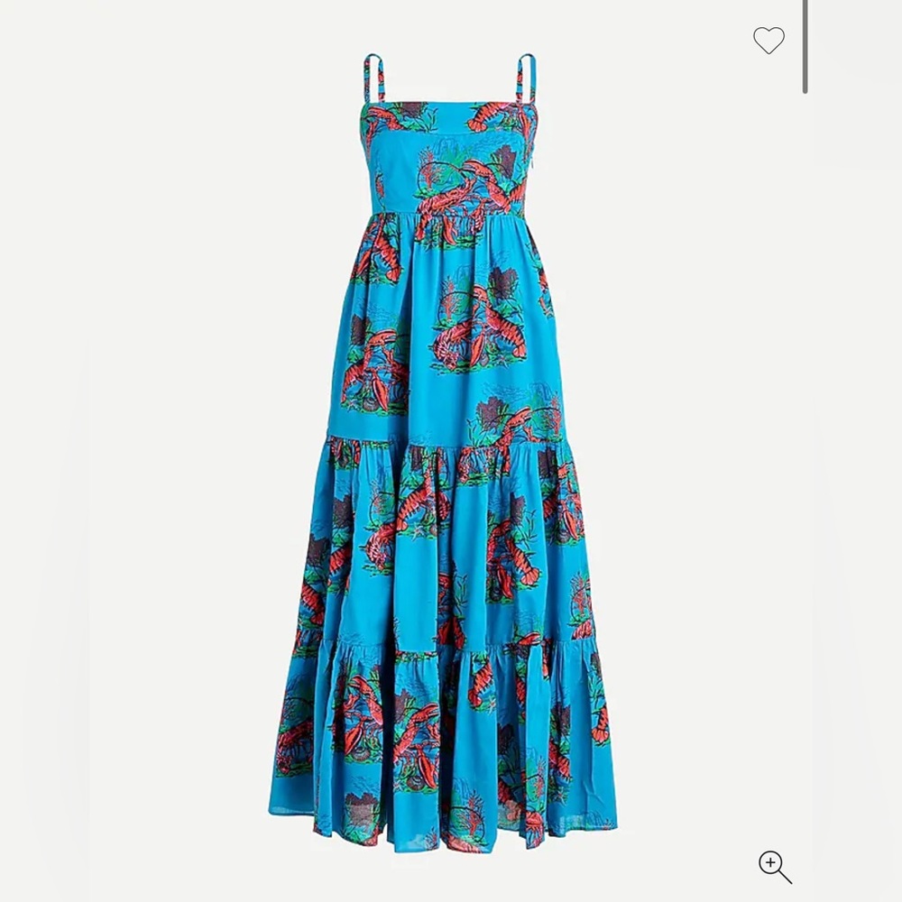 Jcrew Tiered maxi dress in lobster print